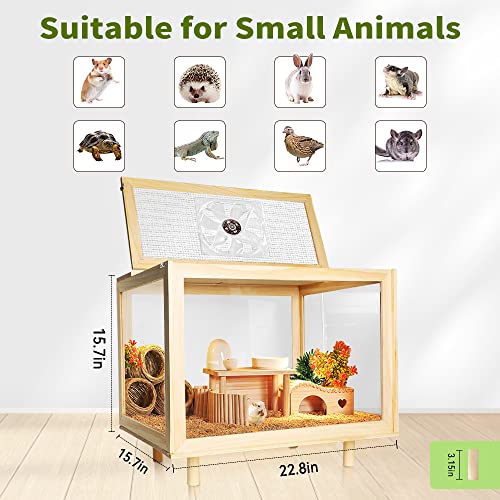 Large Hamster Cages - Wooden Hamster Mice and Rat Habitat with Ventilator Small Animal Cages for Rabbits, Guinea Pigs with Waterproof Bottom Plate