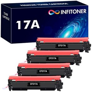 cf217a 17a black toner cartridge 4 pack compatible replacement for hp 17a cf217a for pro m102w m130nw m130fw m130fn m102a m130a pro mfp m130 m102 series laser printer ink