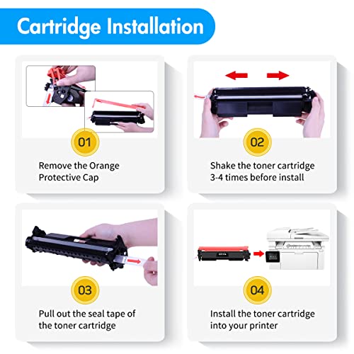 CF217A 17A Black Toner Cartridge 4 Pack Compatible Replacement for HP 17A CF217A for Pro M102w M130nw M130fw M130fn M102a M130a Pro MFP M130 M102 Series Laser Printer Ink