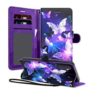 encases for samsung galaxy a14 5g case,samsung a14 5g case wallet with hand strap galaxy a14 5g case pu leather clip flip a14 5g wallet case with id card,credit card pocket holder kickstand,butterfly