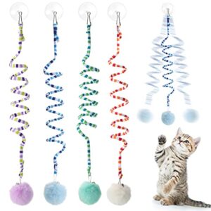 woanger 4 pcs cat spring toys hanging cat toy hanging door interactive cat toys cat ball toys with bell long tail stretchable soft plush cat teaser toy for kitten chase play and kill time, gradient