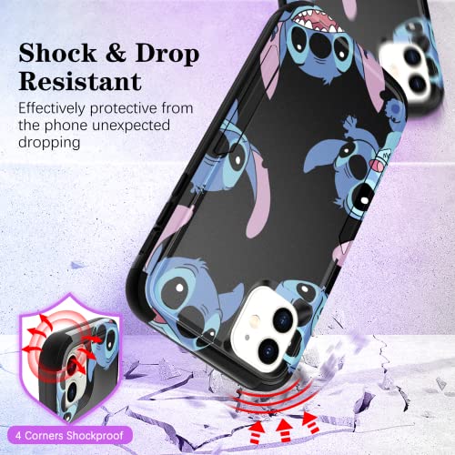 STSNano 3 in 1 Heavy Duty Case for iPhone 11 6.1” Cute Cartoon Character Hard PC Full Body Cover Rugged Bumper Military Grade Drop Shockproof Protective Phone Cases for Girls Women Boys,Shidizai