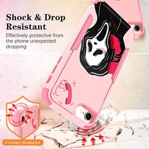 STSNano 3 in 1 Heavy Duty Case for iPhone 7/8/SE 2020/SE 2022 4.7" Cute Design Unique Funny Hard PC Full Body Cover Rugged Military Shockproof Phone Cases for Girls Women Boys,Pk Skull