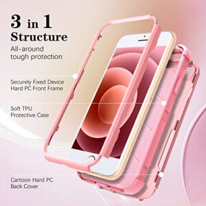 STSNano 3 in 1 Heavy Duty Case for iPhone 7/8/SE 2020/SE 2022 4.7" Cute Design Unique Funny Hard PC Full Body Cover Rugged Military Shockproof Phone Cases for Girls Women Boys,Pk Skull