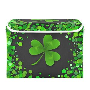 xigua st. patrick's day storage bins with lids and carrying handle,foldable storage boxes organizer containers baskets cube with cover for home bedroom closet office nursery