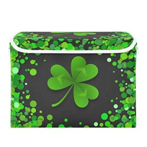 xigua St. Patrick's Day Storage Bins with Lids and Carrying Handle,Foldable Storage Boxes Organizer Containers Baskets Cube with Cover for Home Bedroom Closet Office Nursery