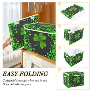 xigua St. Patrick's Day Storage Bins with Lids and Carrying Handle,Foldable Storage Boxes Organizer Containers Baskets Cube with Cover for Home Bedroom Closet Office Nursery