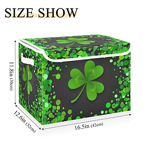 xigua St. Patrick's Day Storage Bins with Lids and Carrying Handle,Foldable Storage Boxes Organizer Containers Baskets Cube with Cover for Home Bedroom Closet Office Nursery