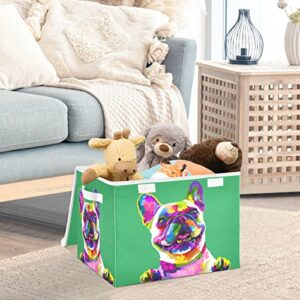 xigua Dog Storage Bins with Lids and Carrying Handle,Foldable Storage Boxes Organizer Containers Baskets Cube with Cover for Home Bedroom Closet Office Nursery