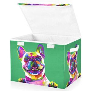 xigua Dog Storage Bins with Lids and Carrying Handle,Foldable Storage Boxes Organizer Containers Baskets Cube with Cover for Home Bedroom Closet Office Nursery