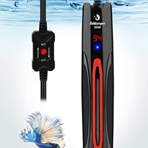 fishkeeper Ultra-Safe Intelligent Submersible Aquarium Heater 300W/500W/800W Electronic Precision Thermostat Fish Tank Heater with Run-Dry and Overheat Protection for 40~220 Gallon Fish Tank