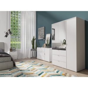 Mod-Arte Shaker 71" Wardrobe Cabinet in White with Glass Door