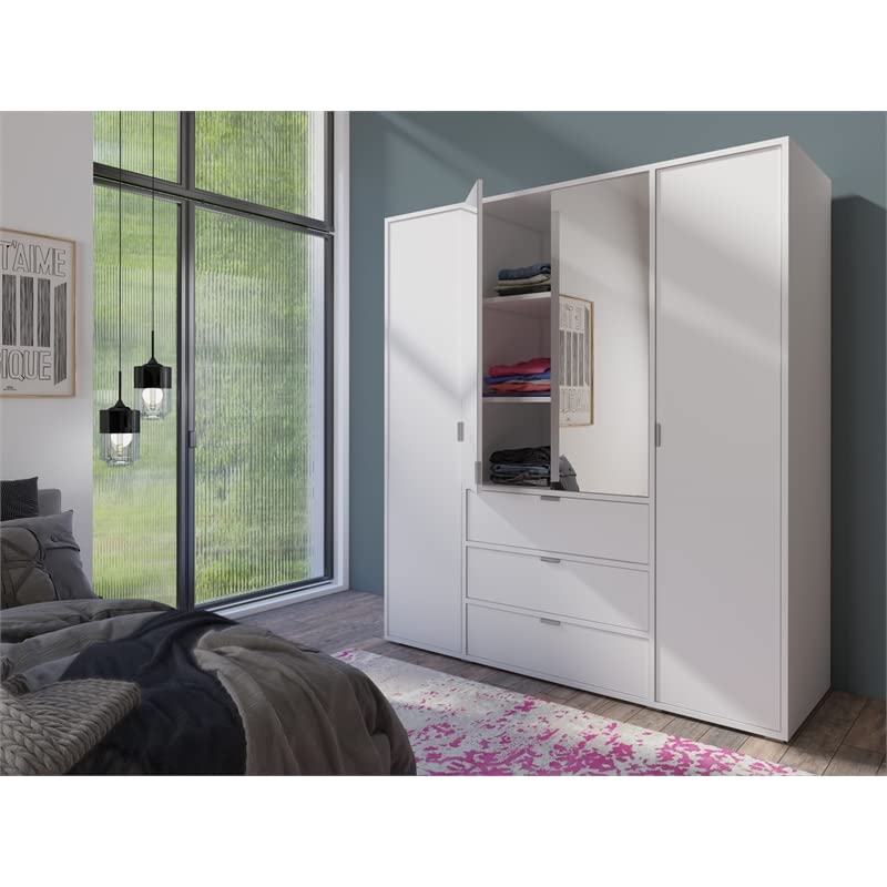 Mod-Arte Shaker 71" Wardrobe Cabinet in White with Glass Door