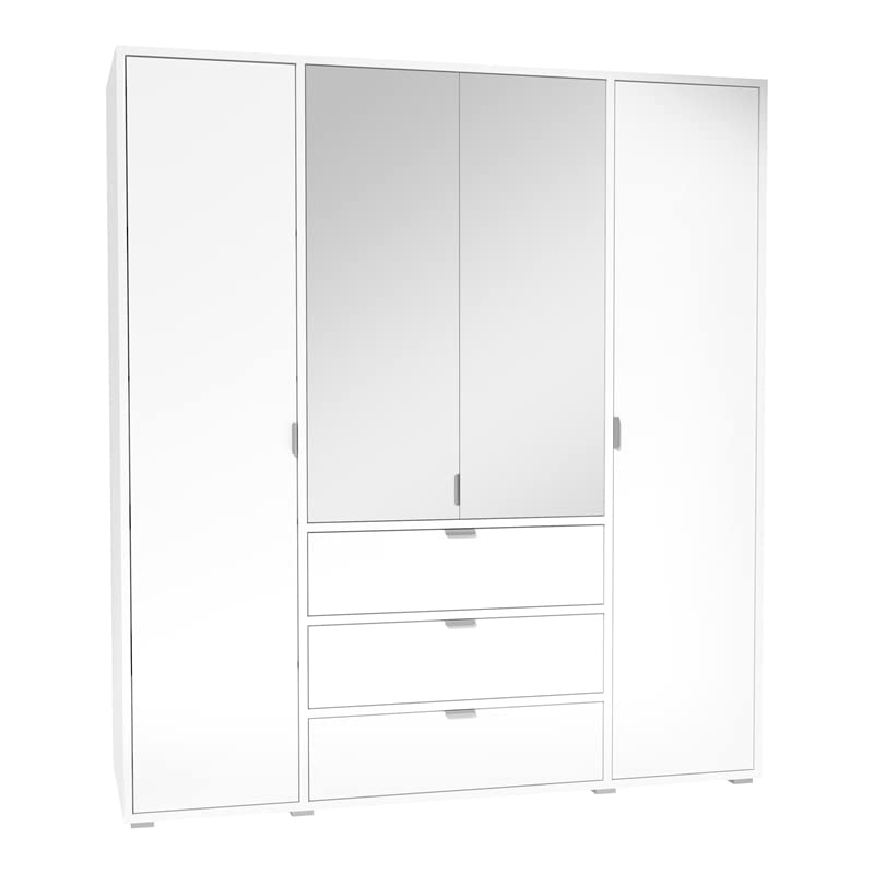 Mod-Arte Shaker 71" Wardrobe Cabinet in White with Glass Door