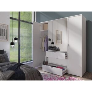 Mod-Arte Shaker 71" Wardrobe Cabinet in White with Glass Door