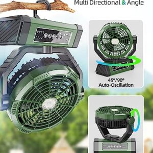 Korbot Camping Fan - 20000mAh 9-Inch Battery Operated Fan(60Hrs) - Portable Fan Rechargeable - USB Fan with Light & Remote for Indoor, Outdoor e.g. Travel, Fishing - Gifts for Men/Women/Boyfriend