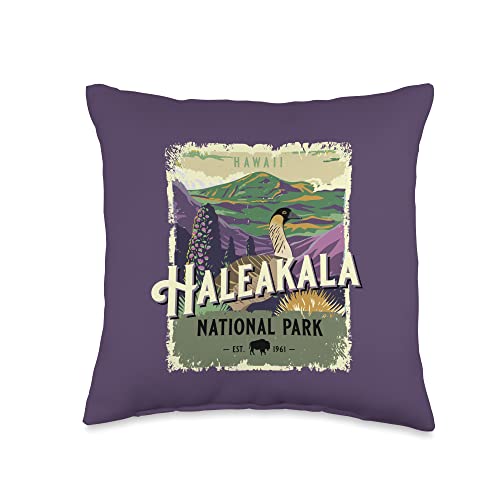 Haleakala National Park Gifts by KAEDAM Haleakala National Park Maui Hawaii Hawaiian Goose Souvenir Throw Pillow, 16x16, Multicolor