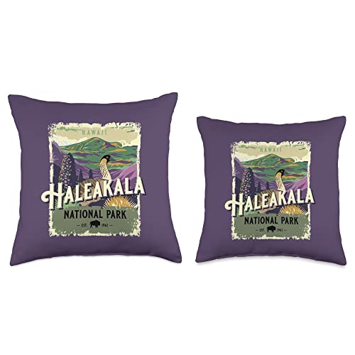 Haleakala National Park Gifts by KAEDAM Haleakala National Park Maui Hawaii Hawaiian Goose Souvenir Throw Pillow, 16x16, Multicolor