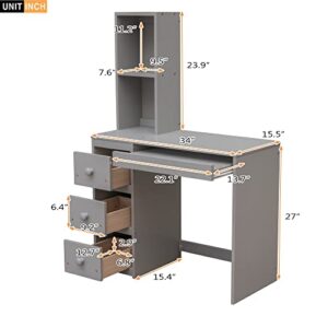 ODC Twin Over Twin Bunk Bed with Desk,Multifunctional Twin Size Loft Bed with a Platform Twin Bed and Storage Staircase, Solid Wood Loft Bed Frame with Shelves/Drawers for Kids Teens Adults