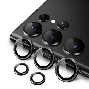 jetech camera lens protector for samsung galaxy s23 ultra 5g 6.8-inch, 9h tempered glass metal individual ring cover, easy installation tray, hd clear, set of 5 (phantom black)