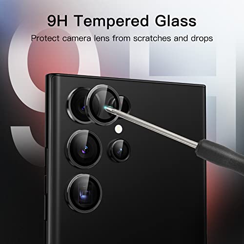 JETech Camera Lens Protector for Samsung Galaxy S23 Ultra 5G 6.8-Inch, 9H Tempered Glass Metal Individual Ring Cover, Easy Installation Tray, HD Clear, Set of 5 (Phantom Black)