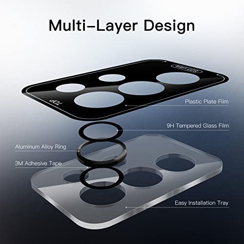 JETech Camera Lens Protector for Samsung Galaxy S23 Ultra 5G 6.8-Inch, 9H Tempered Glass Metal Individual Ring Cover, Easy Installation Tray, HD Clear, Set of 5 (Phantom Black)