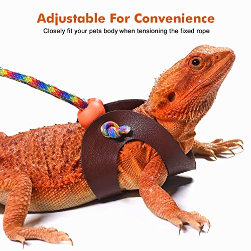 LIKZINWA Bearded Dragon Sling Carrier and Leash Harness,Small Animal Carrier with Adjustable Strap and 3 Size Pack Reptile Harness(Blue+Harness)