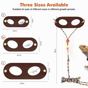 LIKZINWA Bearded Dragon Sling Carrier and Leash Harness,Small Animal Carrier with Adjustable Strap and 3 Size Pack Reptile Harness(Blue+Harness)