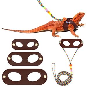 LIKZINWA Bearded Dragon Sling Carrier and Leash Harness,Small Animal Carrier with Adjustable Strap and 3 Size Pack Reptile Harness(Blue+Harness)