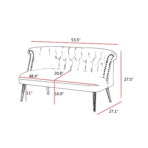 JEEOHEY Small Loveseat Sofa, 53.5" Modern Upholstered Button Tufted Velvet 2-Seat Sofa Small Love Seat Couch for Small Space, Living Room, Bedroom and Apartment, Beige