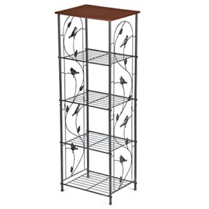 collections etc 4-tier bird and leaf accented storage shelf