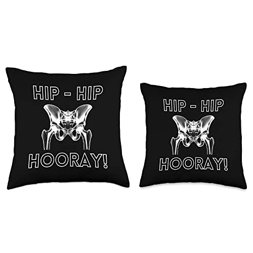 Hip Hip Hooray Hip Replacement Tee Hooray Hip Replacement Physical Therapy Tee Throw Pillow, 16x16, Multicolor