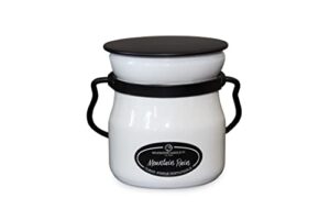 milkhouse candle company, mountain rain, creamery collection, scented soy candle: sample-sized cream jar
