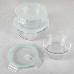 Martha Stewart Lamoine 6 Piece 44 oz, 32 oz, 22 oz Round Storage Borosilicate Glass Container Set w/PP Snap Martha Blue Lids