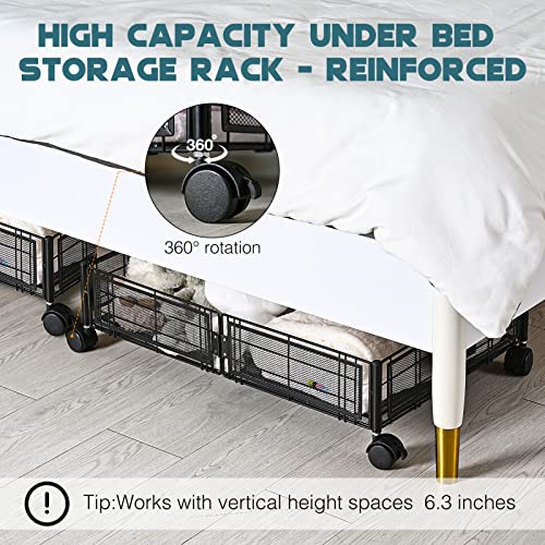 Luseba Under Bed Storage with Wheels, Drawer with Markable Nameplate, Under-Bed Shoe Storage Organizer for Clothes, Toy, Book, Blanket, Under Bed Storage Containers