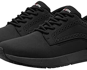 LARNMERN Non Slip Work Shoes for Men Kitchen Chef Slip Resistant Shoe Waterproof Food Service Restaurant Cooking Slip on Sneakers Walking and Casual Comfortable Working Footwear/Black/11