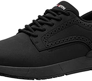 LARNMERN Non Slip Work Shoes for Men Kitchen Chef Slip Resistant Shoe Waterproof Food Service Restaurant Cooking Slip on Sneakers Walking and Casual Comfortable Working Footwear/Black/11