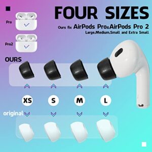 [2 Pairs] Brujula Memory Foam Ear Tips for AirPods Pro 1st & 2nd Generation, Anti-Slip Replacement Ear Tips with Noise Reduction Hole, Reduce Pain, Fit in The Charging Case (Medium)