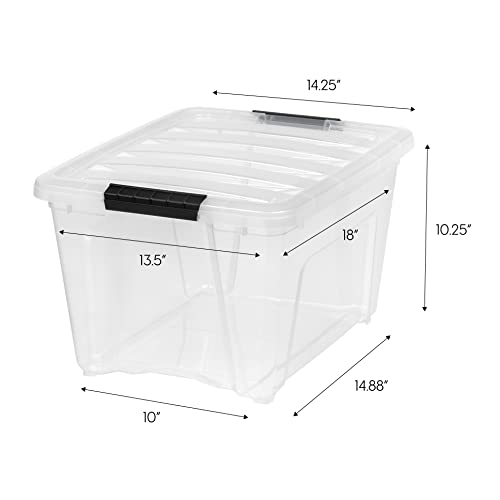 IRIS USA 6 Pack 32qt Clear View Plastic Storage Bin with Lid and Secure Latching Buckles