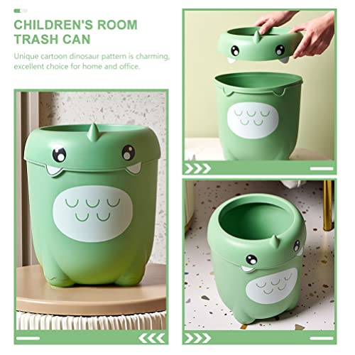 Ciieeo Cute Trash Can Dinosaur Animal Shape Wastebasket Decorative Garbage Container Bin Rubbish Recycling Storage Bucket for Bathrooms Kitchens Green