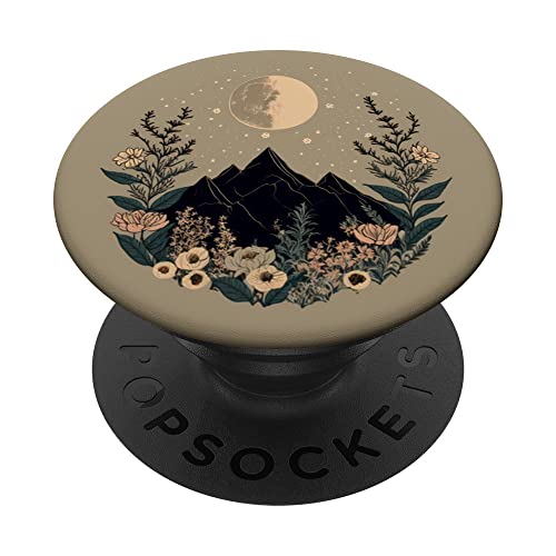 Boho Chic Floral Moon Mountain PopSockets Swappable PopGrip