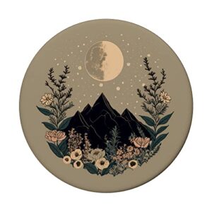 Boho Chic Floral Moon Mountain PopSockets Swappable PopGrip