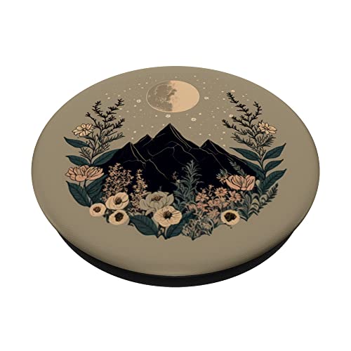 Boho Chic Floral Moon Mountain PopSockets Swappable PopGrip