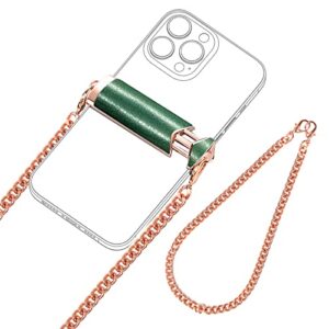 universal cell phone lanyard holder, 120cm crossbody necklace lanyard & 30cm rose gold phone lanyard+ emerald green phone holder wrist strap compatible with iphone 14 13 12 and most smartphones