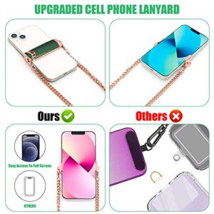 Universal Cell Phone Lanyard Holder, 120cm Crossbody Necklace Lanyard & 30cm Rose Gold Phone Lanyard+ Emerald Green Phone Holder Wrist Strap Compatible with iPhone 14 13 12 and Most Smartphones