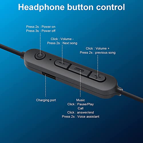 RYNDAO Wireless earplug Neck Band with TF Card Slot, 100 Hours Long Battery Life Headset Bluetooth Headset Neck Built-in Noise Reduction Microphone IPX5 Waterproof, for iPhone/Samsung/iOS/Android