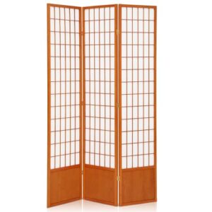 magshion 3-panels room dividers and folding privacy screens 6.5ft high oriental small grids folding screen room divider separating wall freestanding shoji screen for home office
