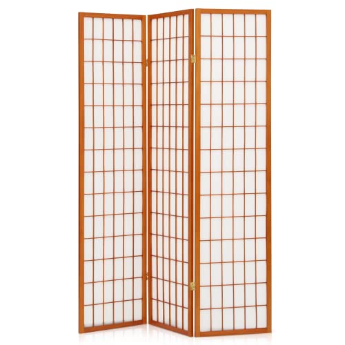 Magshion 5.9ft Folding Screen Room Divider Oriental Furniture 3-Panel Shoji Room Partitions and Dividers Wooden Grid Screen Wall Divider for Business Restaurant Privacy Screens