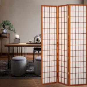 Magshion 5.9ft Folding Screen Room Divider Oriental Furniture 3-Panel Shoji Room Partitions and Dividers Wooden Grid Screen Wall Divider for Business Restaurant Privacy Screens