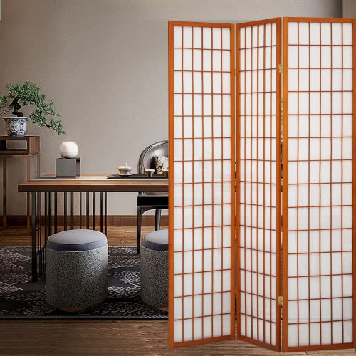 Magshion 5.9ft Folding Screen Room Divider Oriental Furniture 3-Panel Shoji Room Partitions and Dividers Wooden Grid Screen Wall Divider for Business Restaurant Privacy Screens